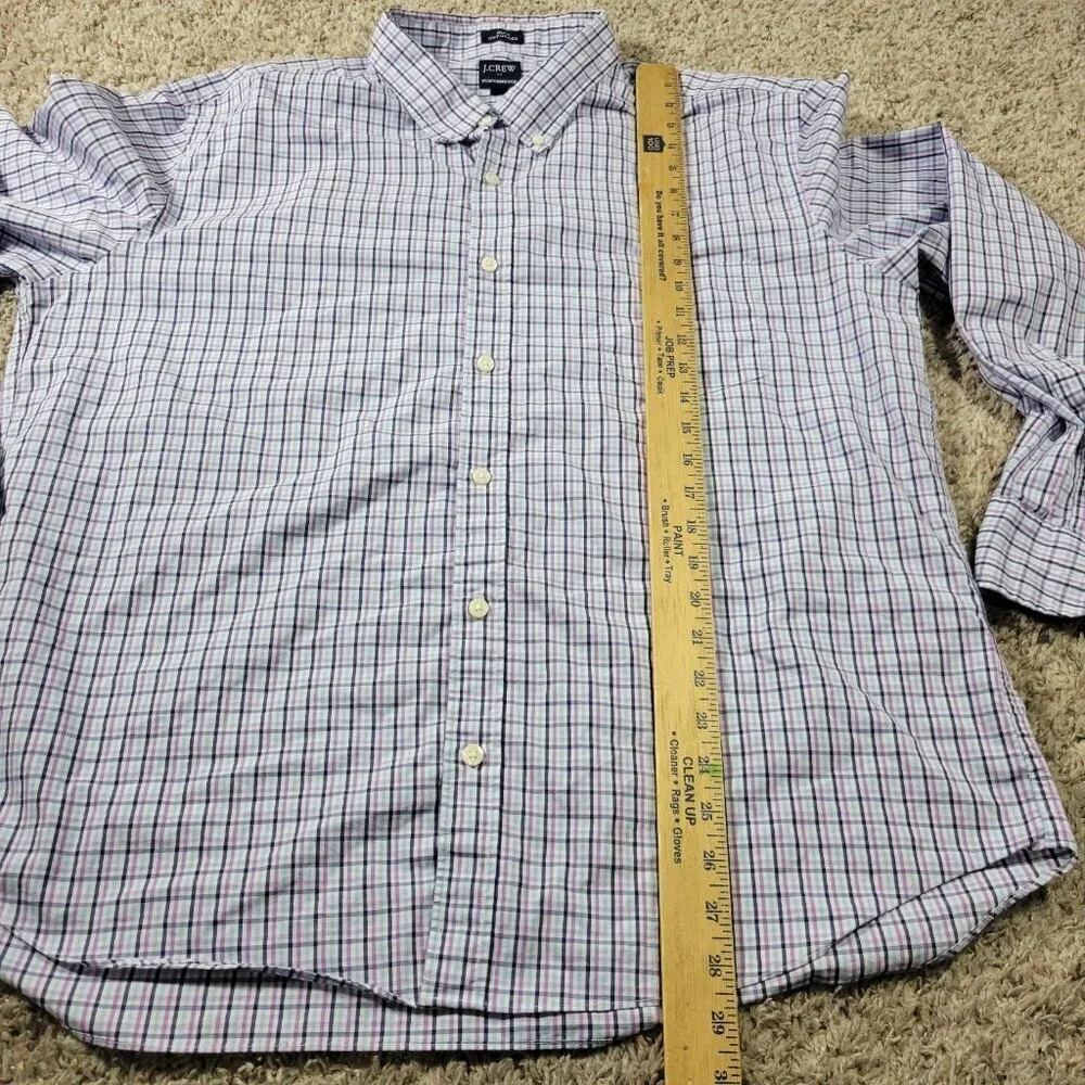 J. Crew Shirt Mens 2XL Plaid Performance Slim Fit Untucked Button Down Colorful